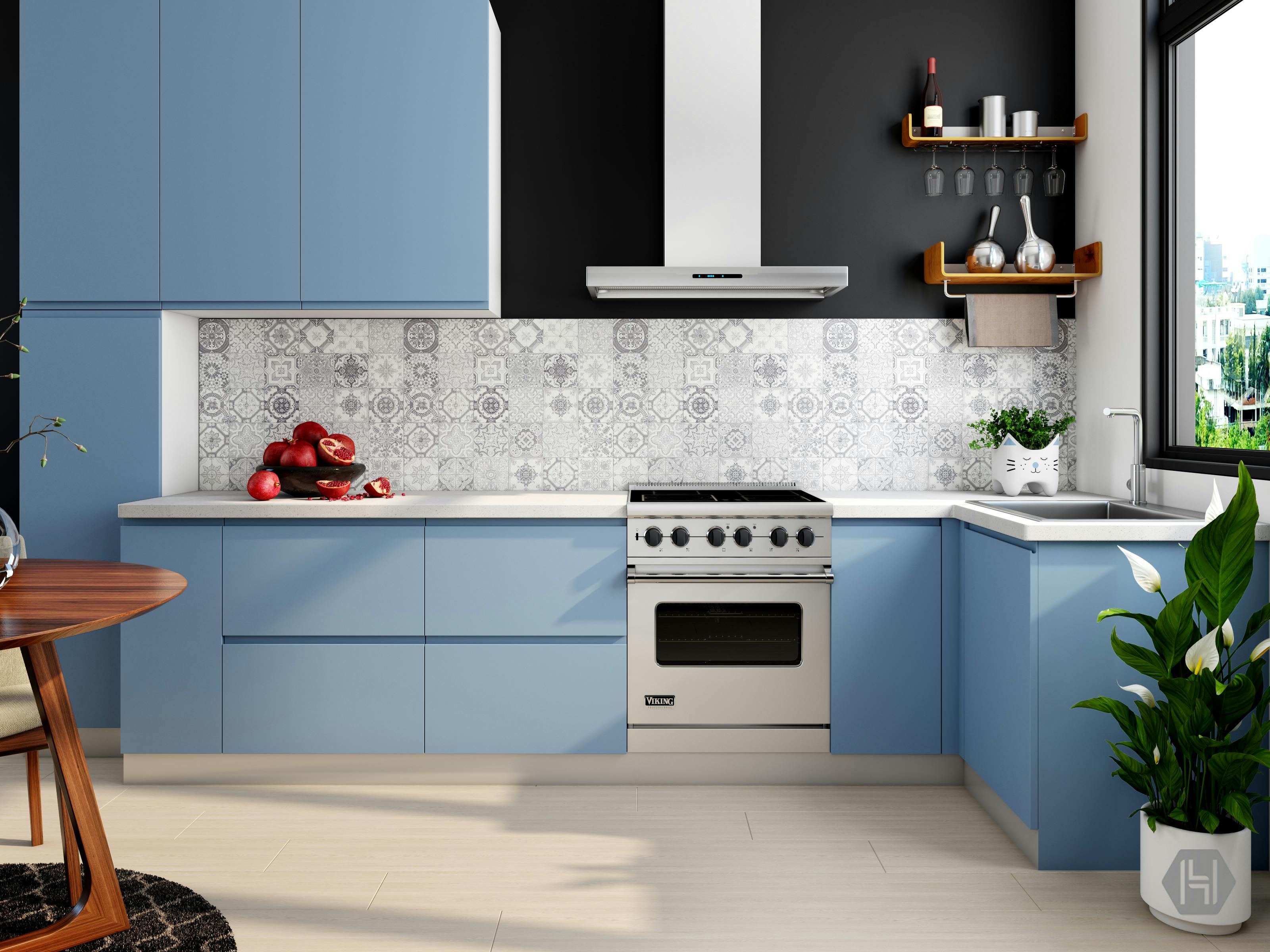 Blue Kitchen Interior